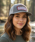 SAGE Patch Trucker Hat - Baseball Cap - Charcoal-Rainbow Trout