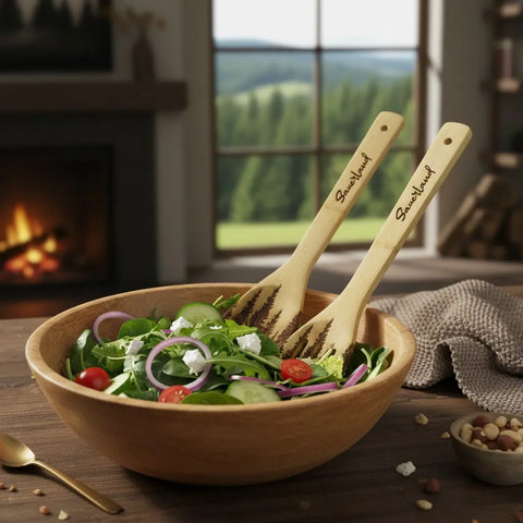 Salatbesteck aus Holz / Bambus mit Gravur Sauerland - WALDDESIGNERIN® 