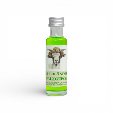 Entdecken Sie den Geschmack des Sauerlands in einer Flasche! Die Sauerländer Waldziege ist unser spritziger Waldmeisterlikör, der Sie mit jedem Schluck in die grünen Wälder des Sauerlands entführt.