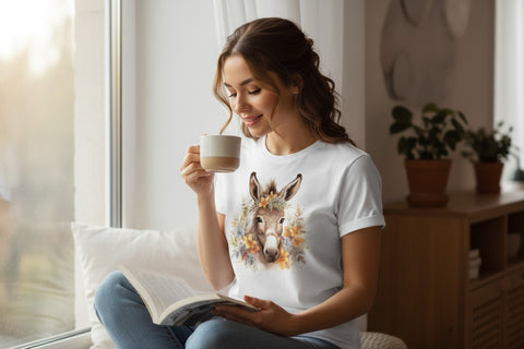 Damen T-Shirt Sauerland mit Esel und Blumen