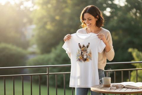 Damen T-Shirt Sauerland mit Esel und Blumen