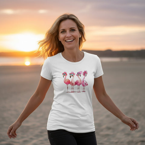 Damen T-Shirt - "Pink Flamingos" - 100 % Baumwolle