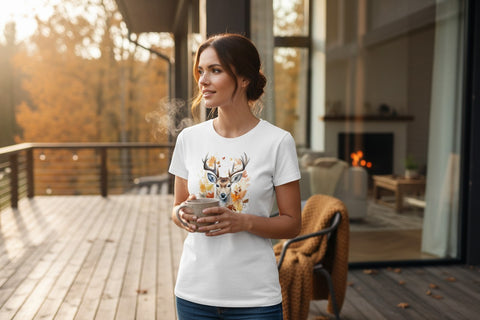 Damen T-Shirt Sauerland mit Hirsch und Laub