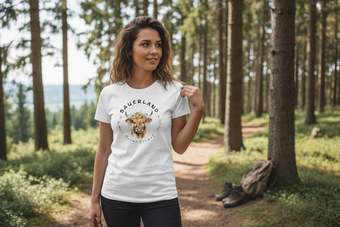 Damen T-Shirt Sauerland meine Heimat mit Kuh