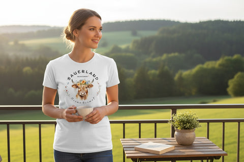 Damen T-Shirt Sauerland meine Heimat mit Kuh