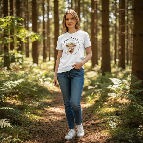 Damen T-Shirt Sauerland meine Heimat mit Kuh