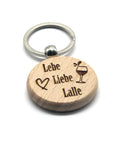 Schlüsselanhänger aus Holz - Rund - Liebe, Lebe, Lalle