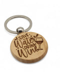 Schlüsselanhänger aus Holz - Rund - Save Water Drink Wine