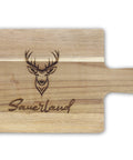 Schneidebrett aus Akazienholz mit Gravur Sauerland Hirsch ca. 35 cm x 20 cm x 1,5 cm