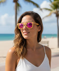 Sonnenbrille Bambus mit Sauerland Gravur - Pink