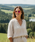 Sonnenbrille Bambus mit Sauerland Gravur - Pink