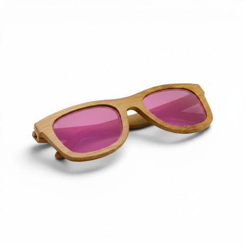 Sonnenbrille Bambus mit Sauerland Gravur - Pink