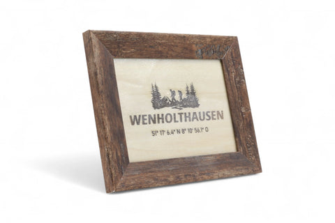 Bilderrahmen / Holzbild Wenholthausen gelasert mit Koordinaten