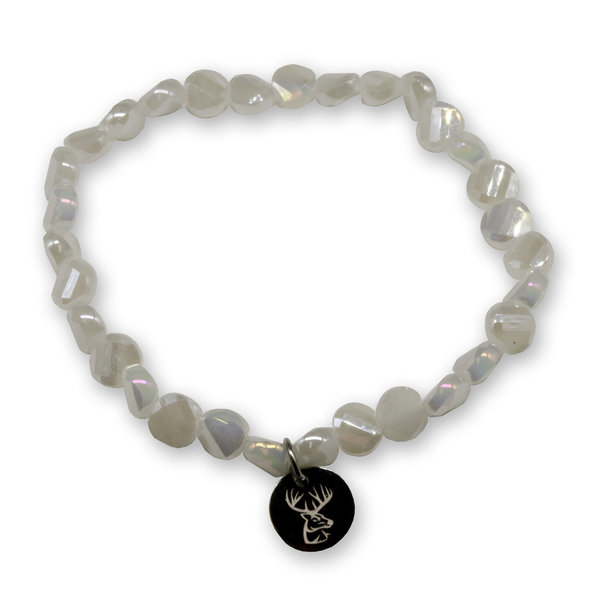 Kristallperlen Armband Pearl glitzernd mit Hirschkopf / Geweih - Made by WALDDESIGNERIN ®