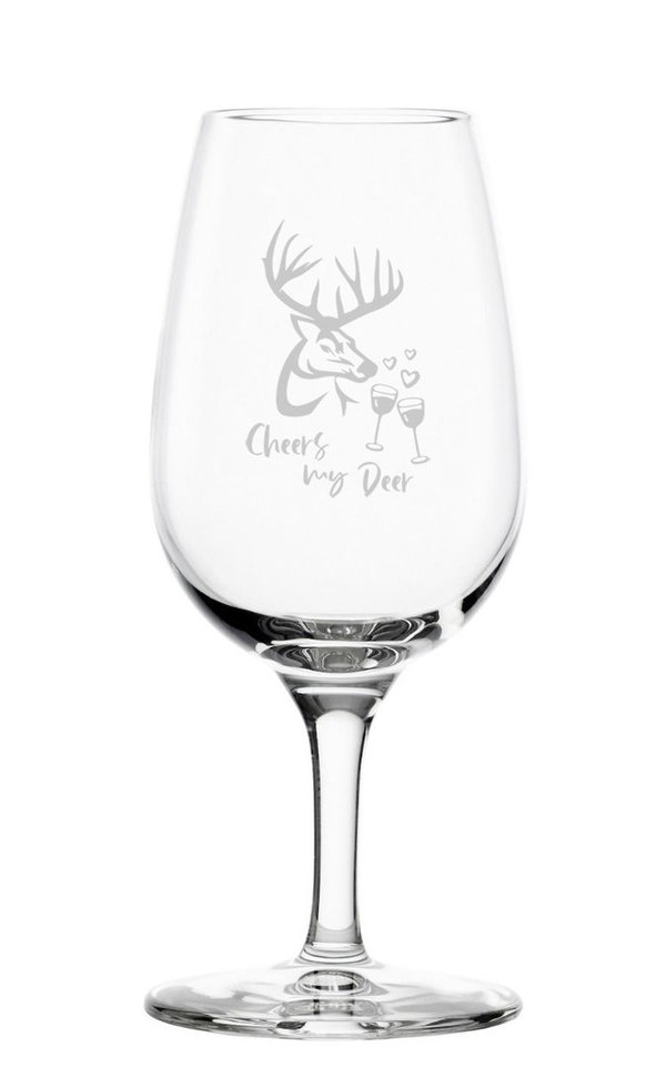 Weinwanderglas / Tasting-Glas / Weinglas - 6er-Set - Mit Gravur Cheers my Deer - Hirsch / Geweih