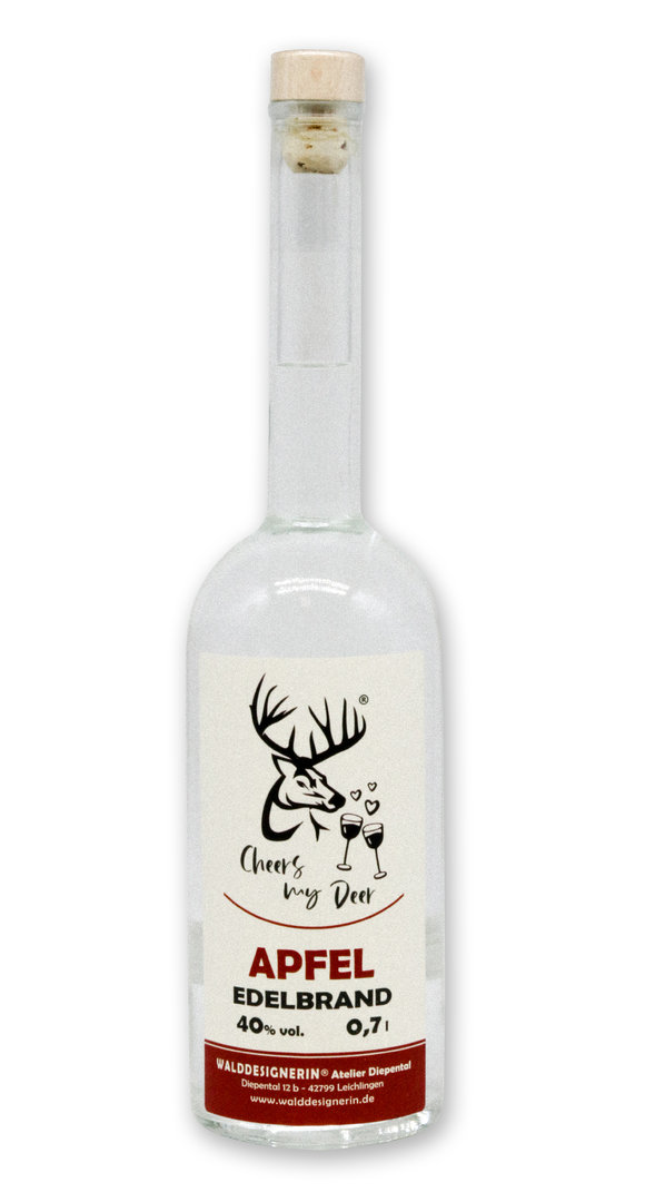 Apfel Edelbrand - 700 ml - Cheers my Deer - Hirschkopf - WALDDESIGNERIN ®